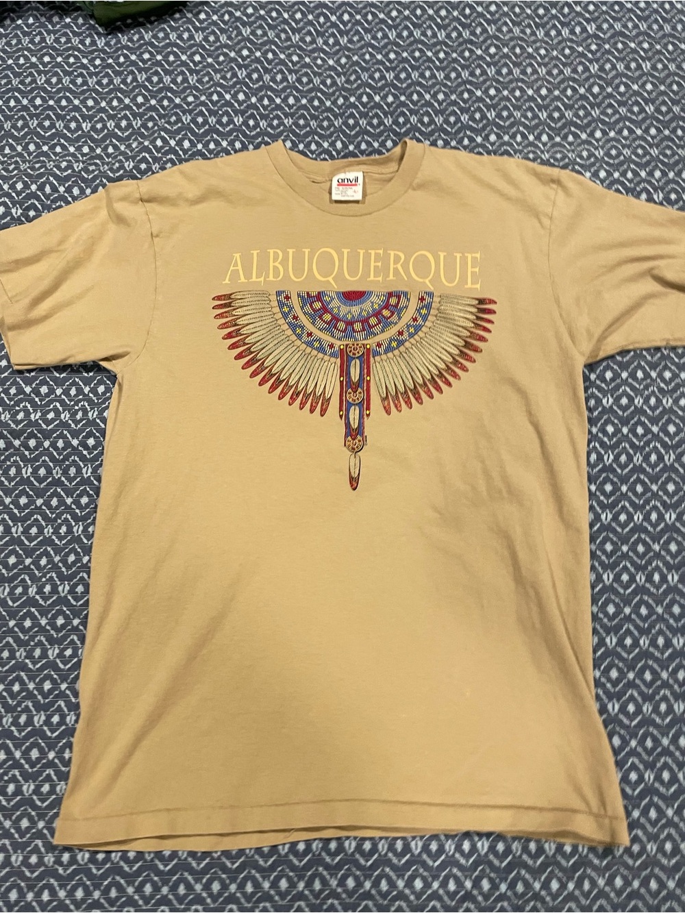 Vintage Single Stitch Albuquerque Graphic Tee - Tan Native-Inspired Men’s Shirt